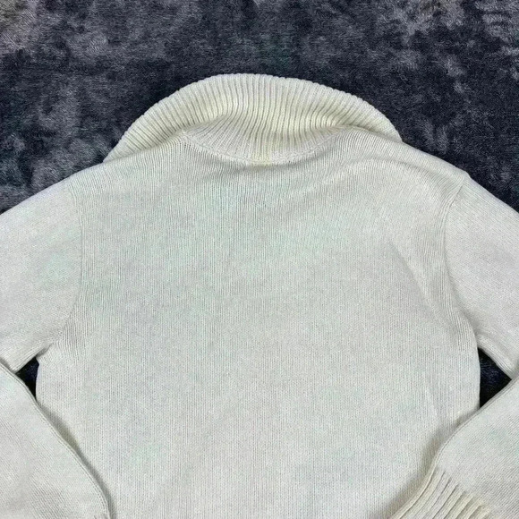 Vtg 70s 80s Chunky Knit Sweater Lion Crafters Full Zip Cricket Style S Collared - Picture 13 of 16